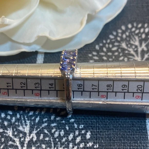 Gorgeous Triple Purple Gemstone Sterling Silver Ring - Picture 8 of 10